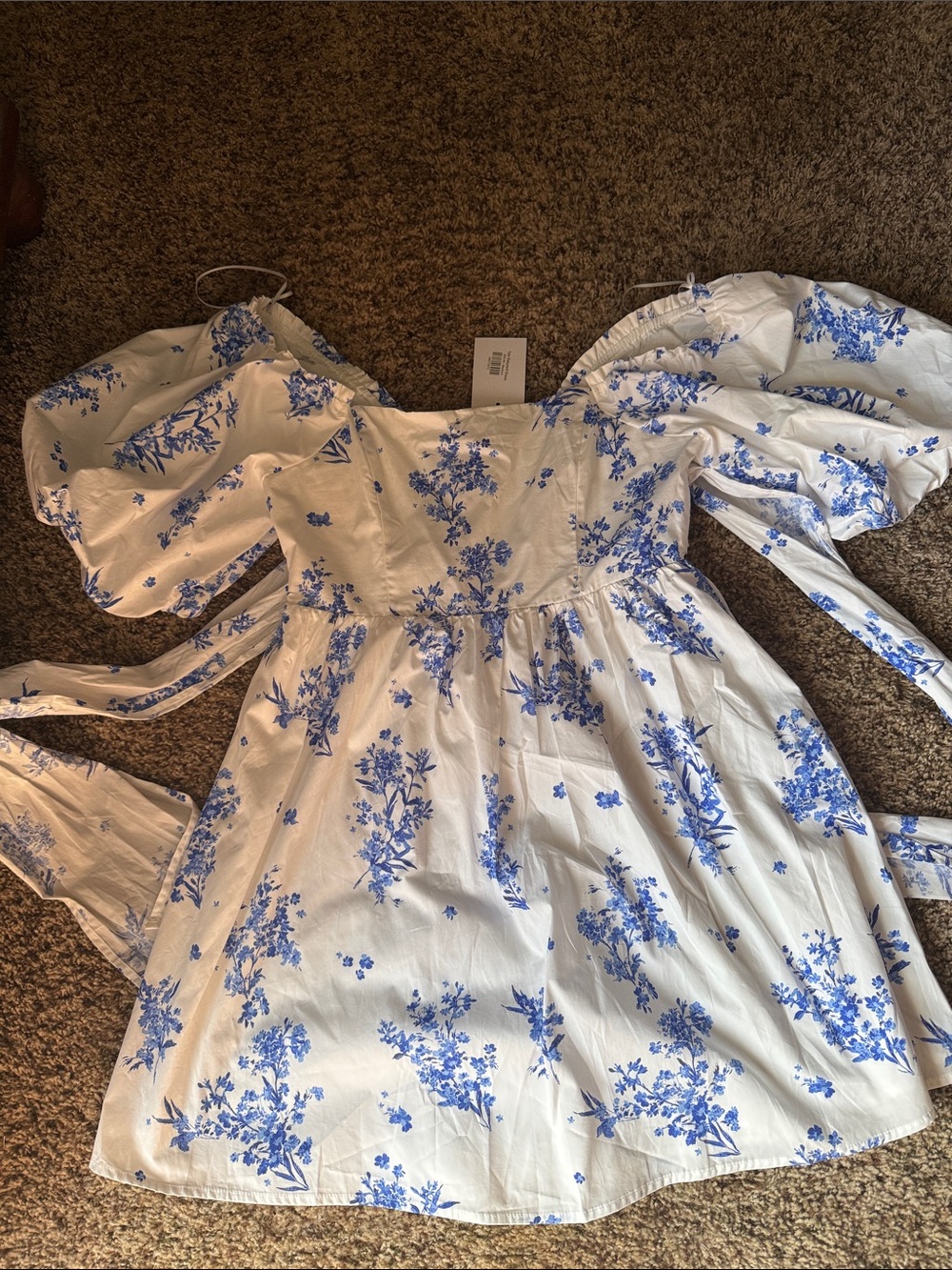 Sugarlips White Mini Dress with Blue Floral Print